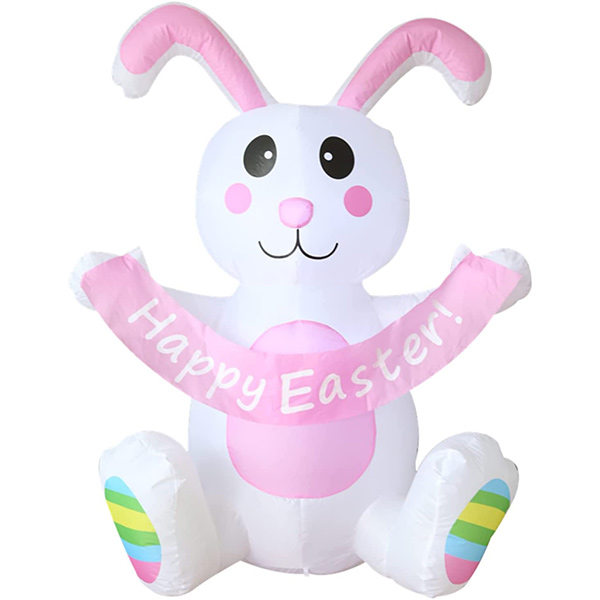 Easter Inflatable Bunny Rabbit 4.5 FT, Blow Up Inflatable Easter Yard Decorations, Build-in LED